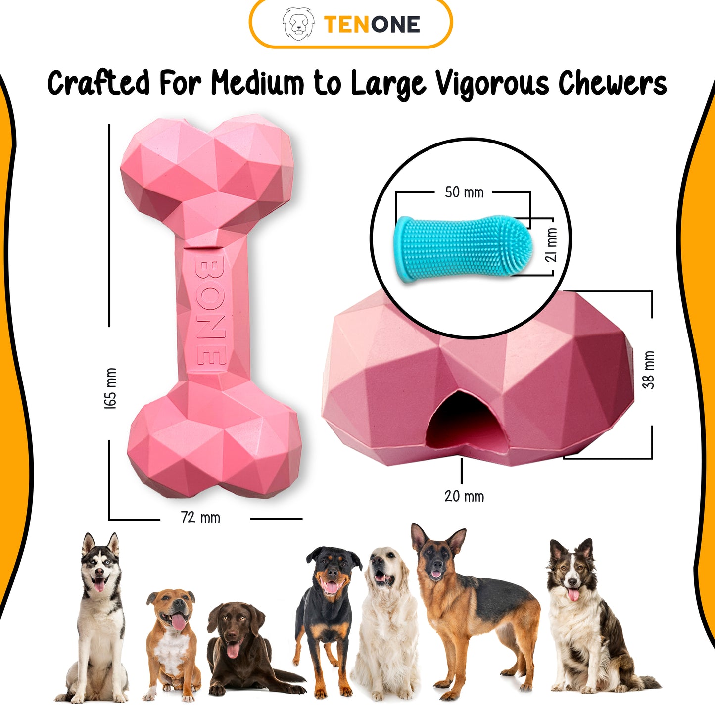 Indestructible Bone-shaped Dog Chew Toy for Aggressive Chewers (Pink)