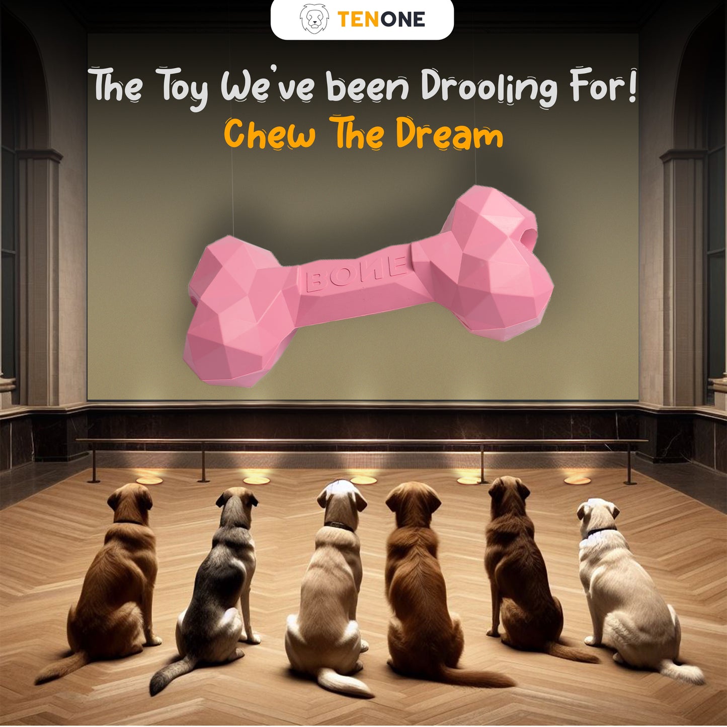 Indestructible Bone-shaped Dog Chew Toy for Aggressive Chewers (Pink)