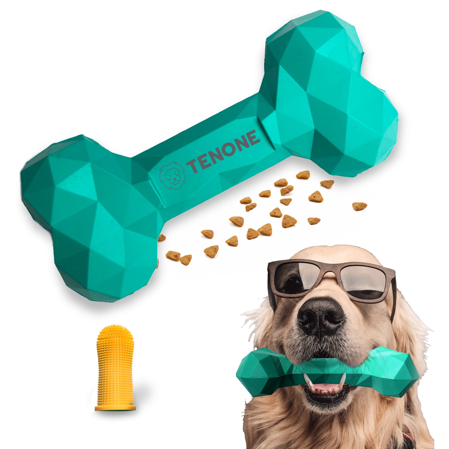 Indestructible Bone-shaped Dog Chew Toy for Aggressive Chewers (Turquoise)