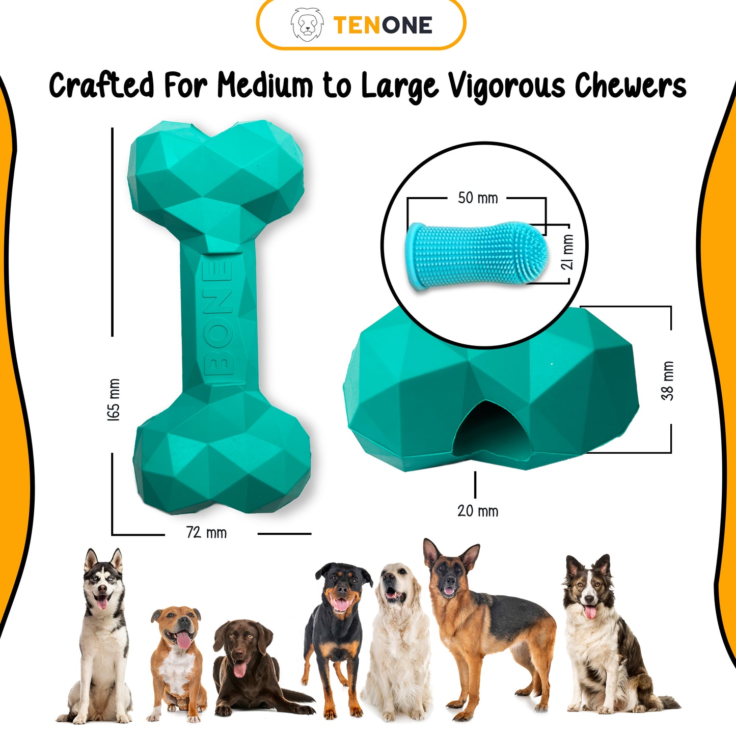 Indestructible Bone-shaped Dog Chew Toy for Aggressive Chewers (Turquoise)