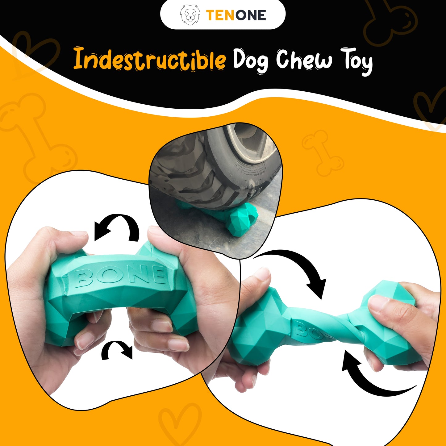 Indestructible Bone-shaped Dog Chew Toy for Aggressive Chewers (Turquoise)